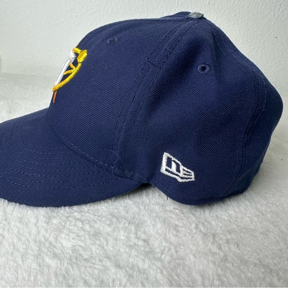 New Era Navy Blue Hat with White and Orange Logo Fitted 7.5 - Picture 5 of 12
